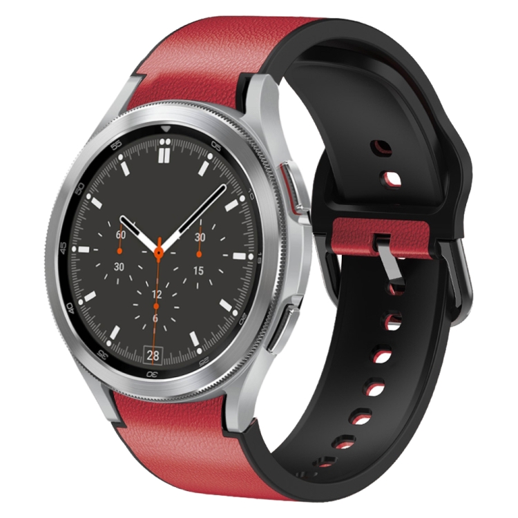 

For Samsung Galaxy Watch 4 Classic 46mm 20mm Silicone Adhesive Leather Watch Band(Red)