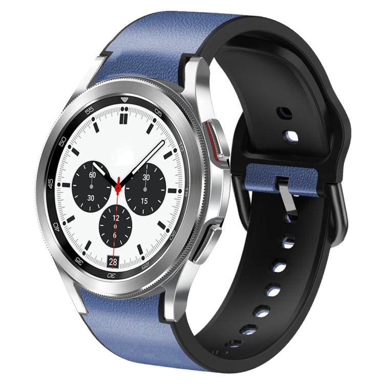 

For Samsung Galaxy Watch 4 Classic 42mm 20mm Silicone Adhesive Leather Watch Band(Blue)