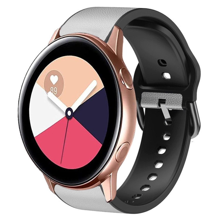 

For Samsung Galaxy Watch Active 2 20mm Silicone Adhesive Leather Watch Band(Light Grey)