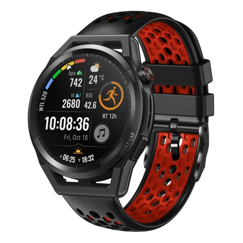 

For Huawei Watch GT Runner 22mm Two-Color Breathable Silicone Watch Band(Black+Red)