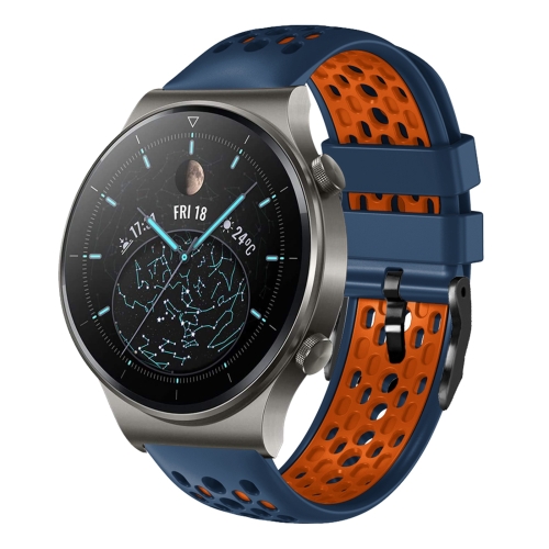 Para Huawei Watch GT2 Pro 22 mm Correa de reloj de silicona transpirable de  dos colores (