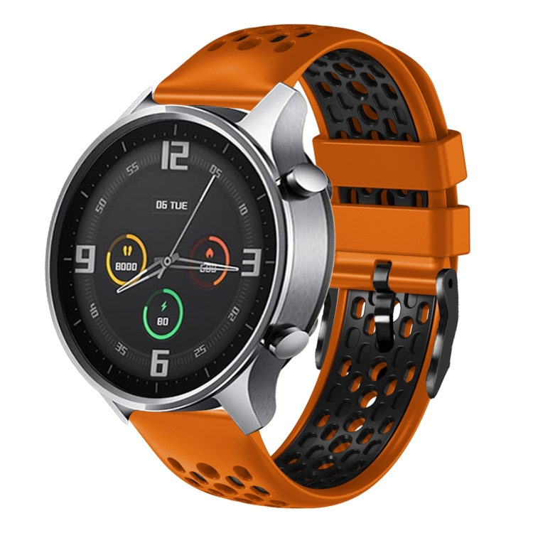 

For Xiaomi MI Watch Color 22mm Two-Color Breathable Silicone Watch Band(Orange+Black)