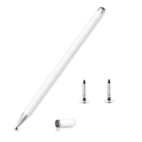 

AT-29 High Accuracy Single Use Magnetic Suction Passive Capacitive Pen Mobile Phone Touch Stylus with 2 Pen Head(White)