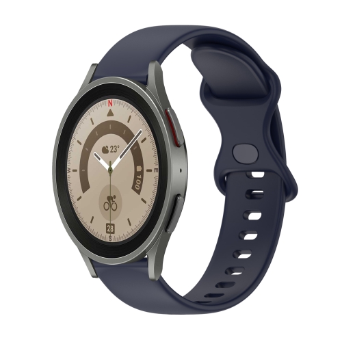 

For Samsung Galaxy Watch5 Pro 45mm 20mm Butterfly Buckle Solid Color Silicone Watch Band(Dark Blue)