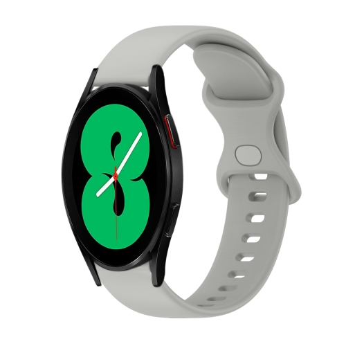 สำหรับ Samsung Galaxy Watch4 44mm 20mm หัวเข็มขัดผีเสื้อสีทึบสายนาฬิกาซิลิโคน Rock Grey 6402