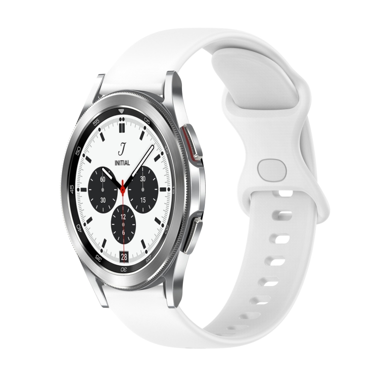 

For Samsung Galaxy Watch4 Classic 42mm 20mm Butterfly Buckle Solid Color Silicone Watch Band(White)