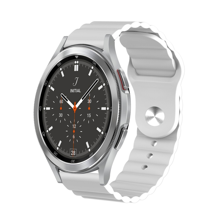 

For Samsung Galaxy Watch 4 Classic 46mm 20mm Corrugated Silicone Watch Band(White)