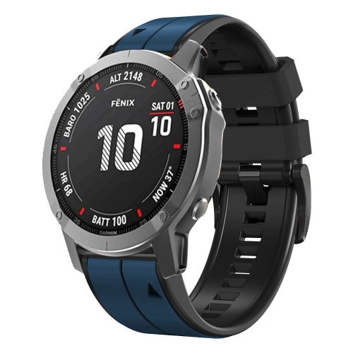 

For Garmin Fenix 7X Solar 22mm Silicone Sports Two-Color Watch Band(Dark Blue+Black)