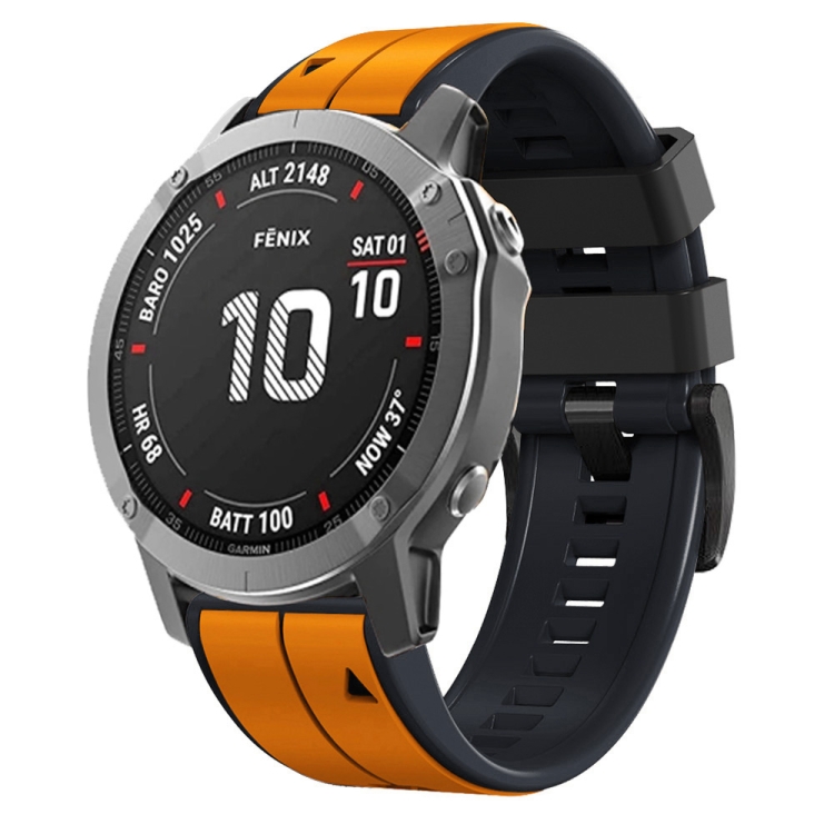 

For Garmin EPIX Gen2 22mm Silicone Sports Two-Color Watch Band(Orange+Black)