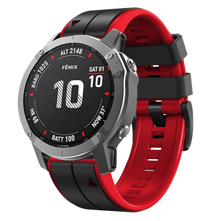 

For Garmin Instinct 22mm Silicone Sports Two-Color Watch Band(Black+Red)