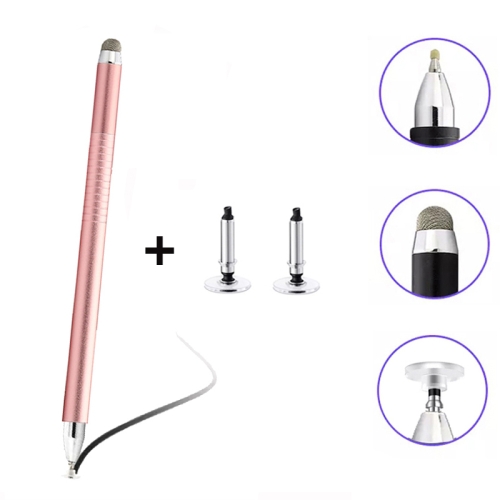 

AT-32 3-in-1 Precision Sucker Capacitive Pen + Conductive Cloth Head + Handwriting Signature Pen Mobile Phone Touch Screen Pen with 2 Pen Head(Rose Gold)