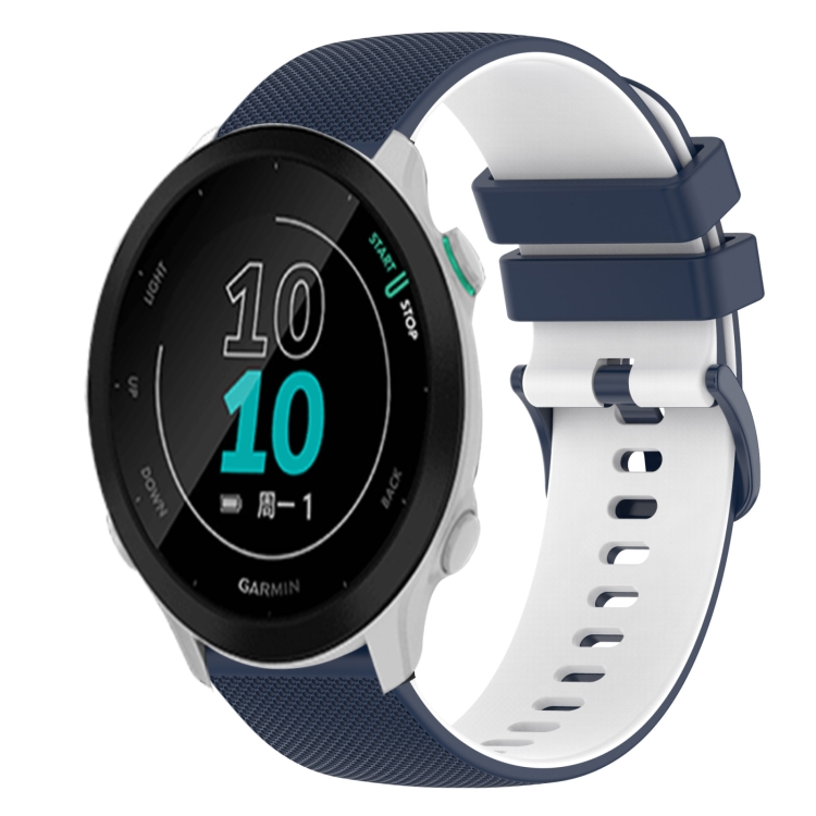 

For Garmin Forerunner 158 20mm Checkered Two-Color Silicone Watch Band(Dark Blue+White)