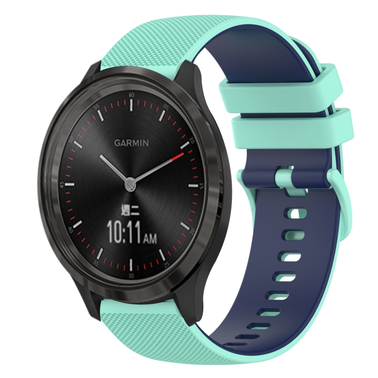 

For GarminMove 3 20mm Checkered Two-Color Silicone Watch Band(Teal+Blue)