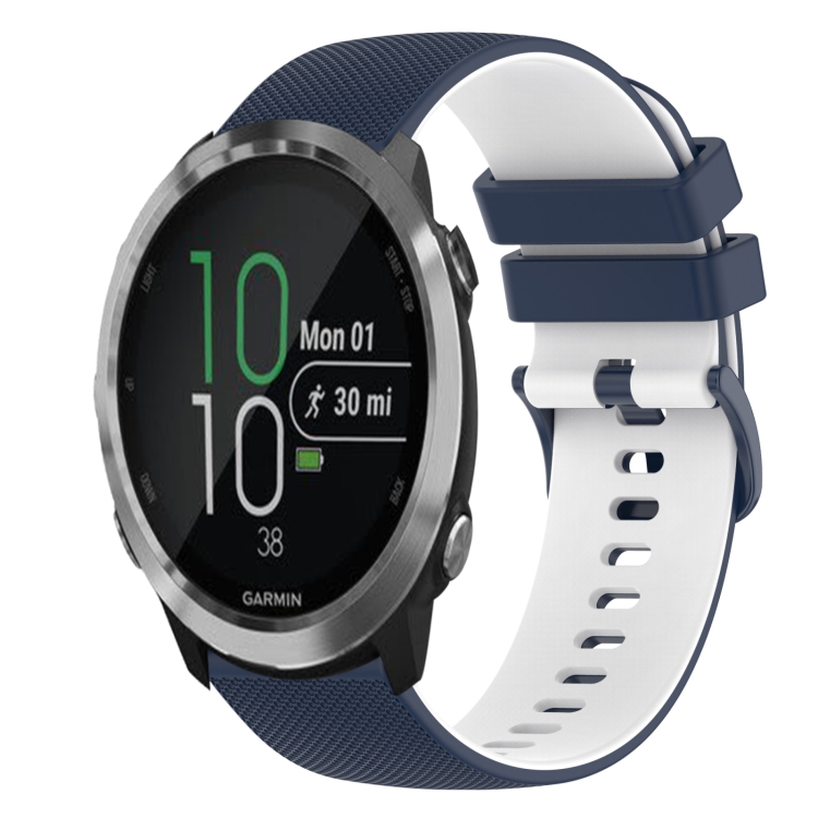 

For Garmin Forerunner 645 Music 20mm Checkered Two-Color Silicone Watch Band(Dark Blue+White)