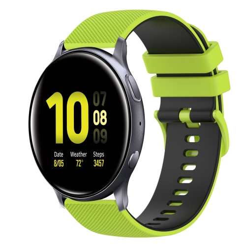 

For Samsung Galaxy Watch Active2 40mm 20mm Checkered Two-Color Silicone Watch Band(Lime Green+Black)