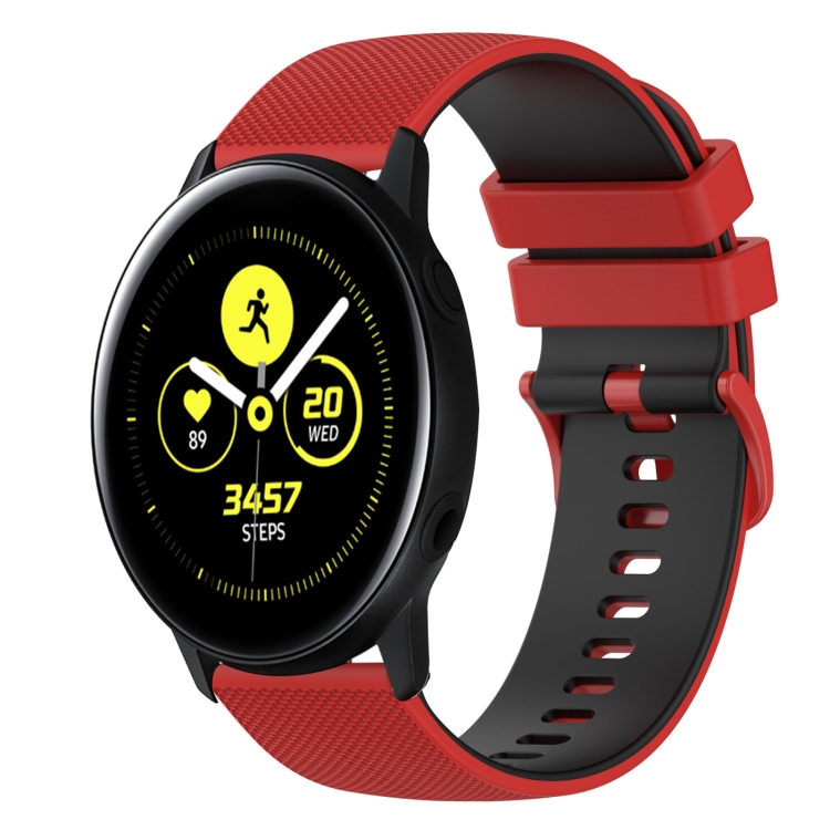 

For Samsung Galaxy Watch Active2 44mm 20mm Checkered Two-Color Silicone Watch Band(Red+Black)