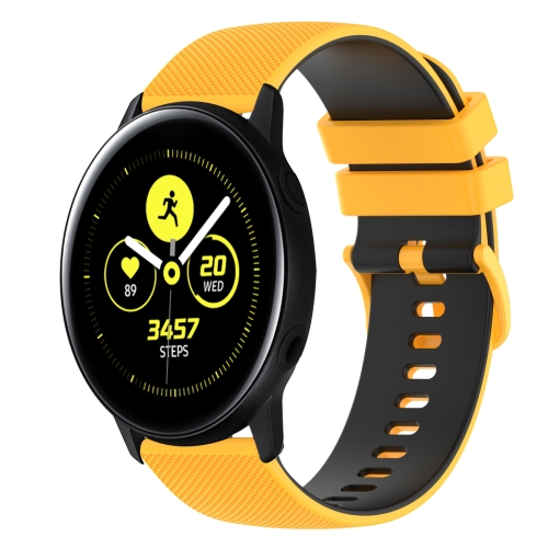 

For Samsung Galaxy Watch Active 40mm 20mm Checkered Two-Color Silicone Watch Band(Yellow+Black)