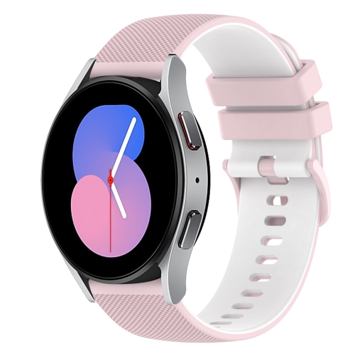 

For Samsung Galaxy Watch 42mm 20mm Checkered Two-Color Silicone Watch Band(Pink+White)