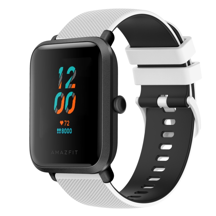 

For Amazfit BIP U 20mm Checkered Two-Color Silicone Watch Band(White+Black)