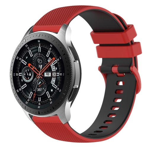 

For Samsung Galaxy Watch 46mm 22mm Checkered Two-Color Silicone Watch Band(Red+Black)