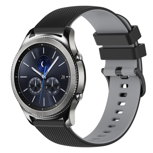 

For Samsung Gear S3 Classic 22mm Checkered Two-Color Silicone Watch Band(Black+Grey)