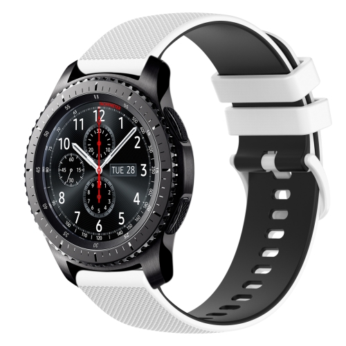 

For Samsung Gear S3 Frontier 22mm Checkered Two-Color Silicone Watch Band(White+Black)