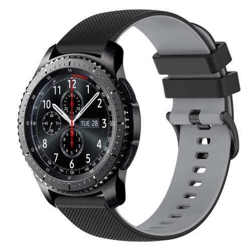 

For Samsung Gear S3 Frontier 22mm Checkered Two-Color Silicone Watch Band(Black+Grey)