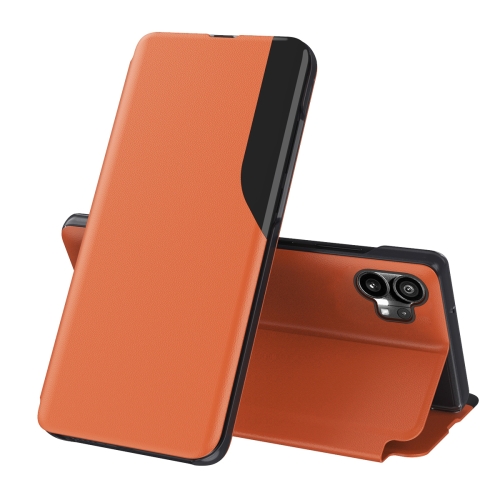 

For Nohing Phone 1 Side Display Shockproof Flip Leather PhoneCase(Orange)