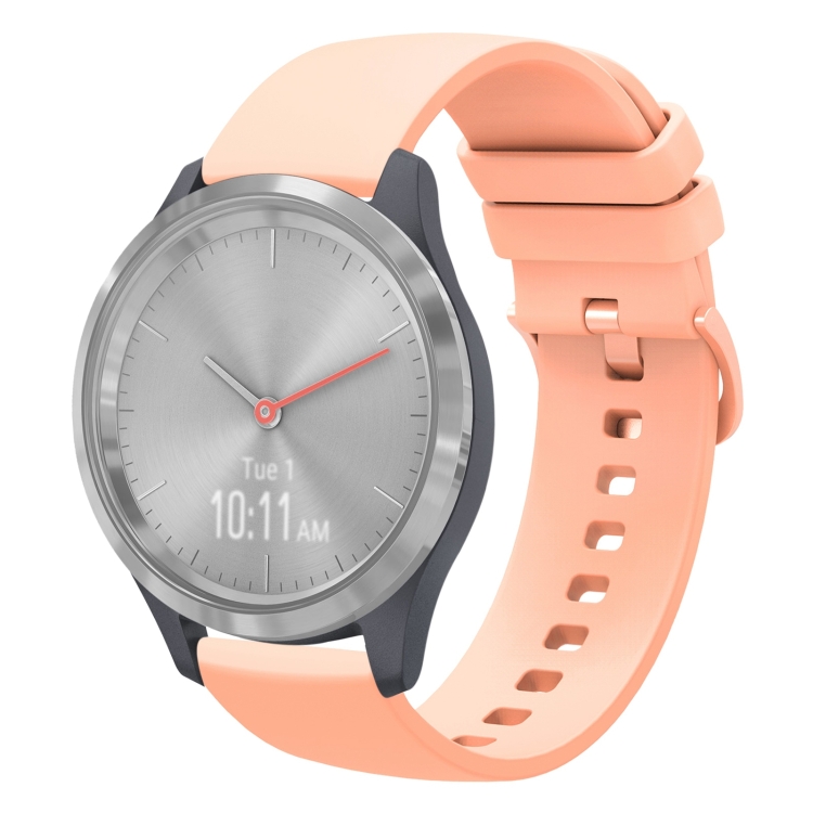 

For Garmin Vivomove 3S 18mm Solid Color Soft Silicone Watch Band(Pink)