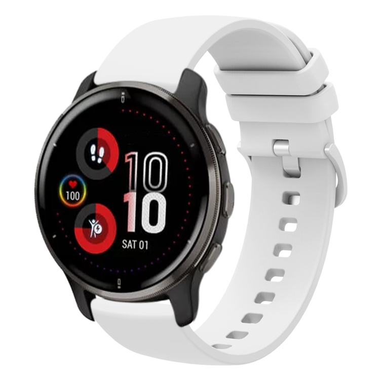 

For Garmin Venu 2 Plus 20mm Solid Color Soft Silicone Watch Band(White)