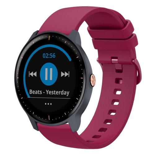 For Garmin Vivoactive3 Music 20mm Solid Color Soft Silicone Watch Band Burgundy