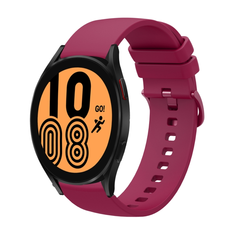 

For Samsung Galaxy Watch4 40mm 20mm Solid Color Soft Silicone Watch Band(Wine Red)
