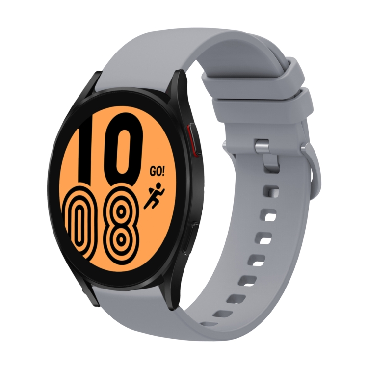 

For Samsung Galaxy Watch4 44mm 20mm Solid Color Soft Silicone Watch Band(Grey)