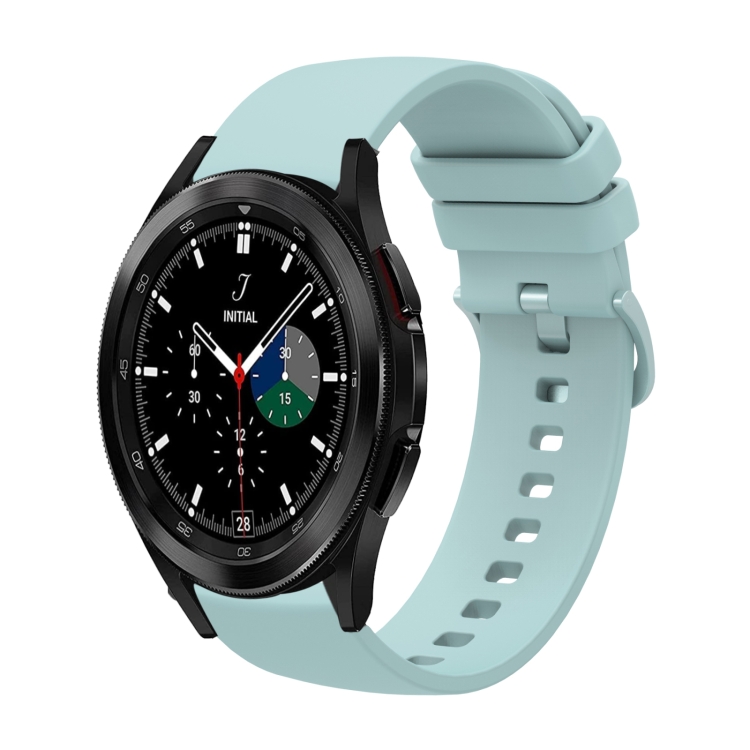 

For Samsung Galaxy Watch 4 Classic 42mm 20mm Solid Color Soft Silicone Watch Band(Sapphire Green)