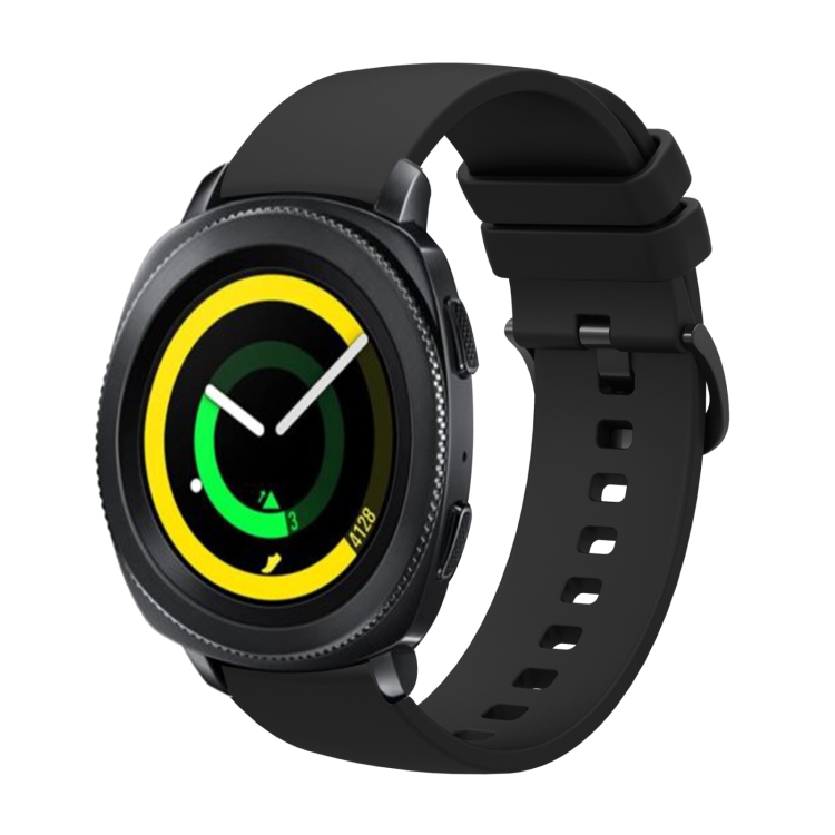 

For Samsung Gear Sport 20mm Solid Color Soft Silicone Watch Band(Black)