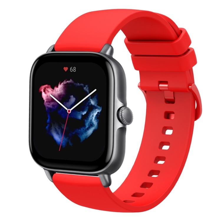

For Amazfit GTS 3 20mm Solid Color Soft Silicone Watch Band(Red)
