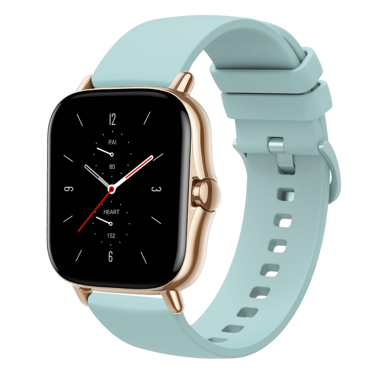 

For Amazfit GTS 2 20mm Solid Color Soft Silicone Watch Band(Sapphire Green)