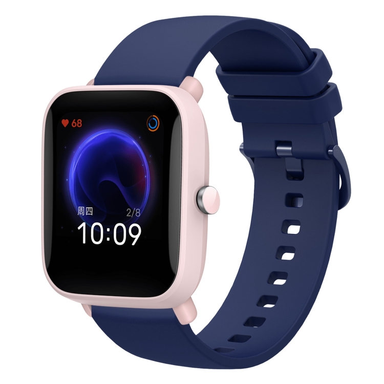 

For Amazfit Pop Pro 20mm Solid Color Soft Silicone Watch Band(Navy Blue)