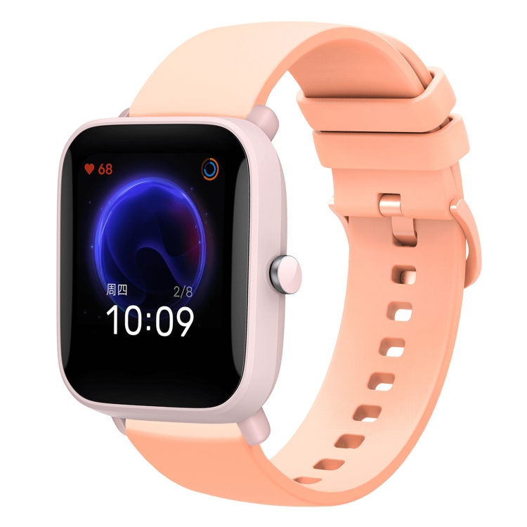 

For Amazfit Pop 20mm Solid Color Soft Silicone Watch Band(Pink)