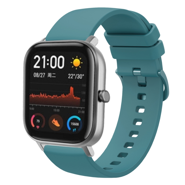 

For Amazfit GTS 20mm Solid Color Soft Silicone Watch Band(Pine Green)