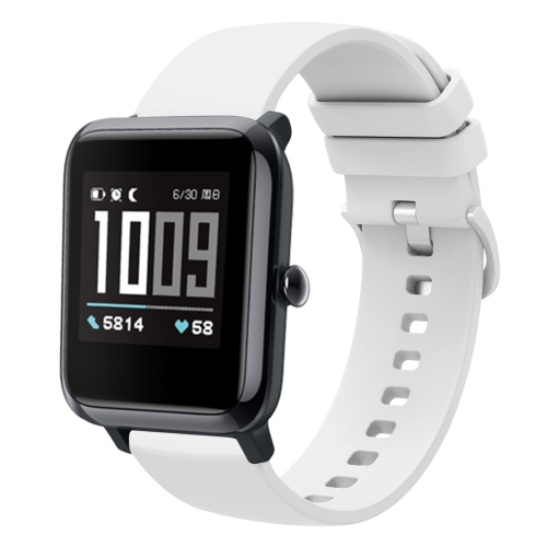 

For Amazfit BIP 20mm Solid Color Soft Silicone Watch Band(White)