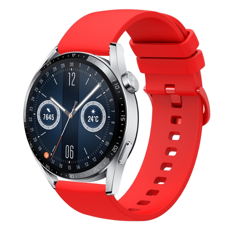 

For Huawei Watch GT3 46mm 22mm Solid Color Soft Silicone Watch Band(Red)