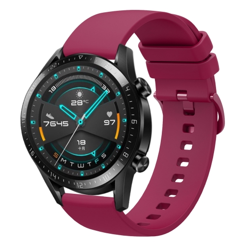 

For Huawei GT2 46mm 22mm Solid Color Soft Silicone Watch Band(Wine Red)