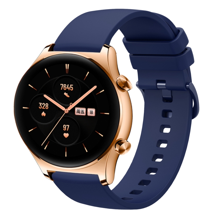 

For Honor Watch GS 3 22mm Solid Color Soft Silicone Watch Band(Navy Blue)