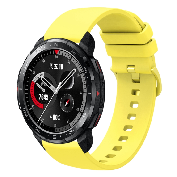 

For Honor Watch GS Pro 22mm Solid Color Soft Silicone Watch Band(Yellow)