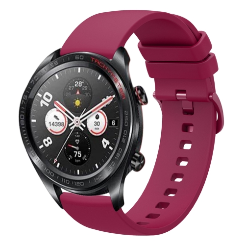 

For Honor Watch Dream 22mm Solid Color Soft Silicone Watch Band(Wine Red)