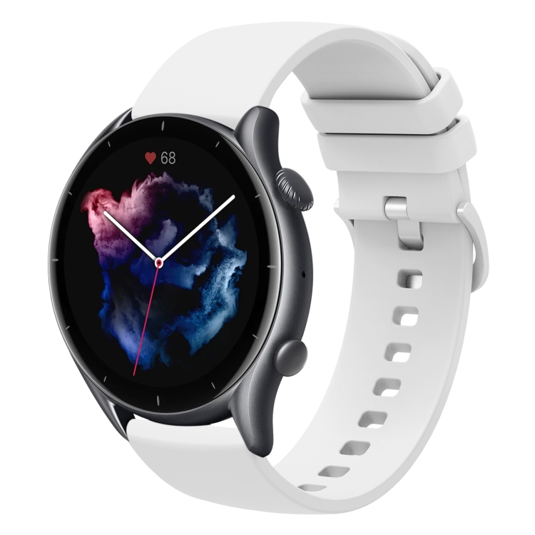 

For Amazfit 3 22mm Solid Color Soft Silicone Watch Band(White)