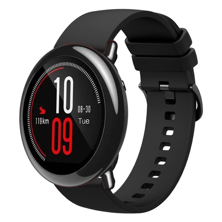 

For Amazfit Pace 22mm Solid Color Soft Silicone Watch Band(Black)
