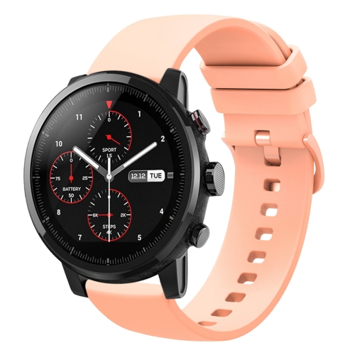 

For Amazfit 2 Stratos 22mm Solid Color Soft Silicone Watch Band(Pink)