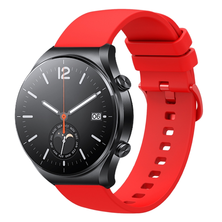 

For Xiaomi Watch S1 22mm Solid Color Soft Silicone Watch Band(Red)